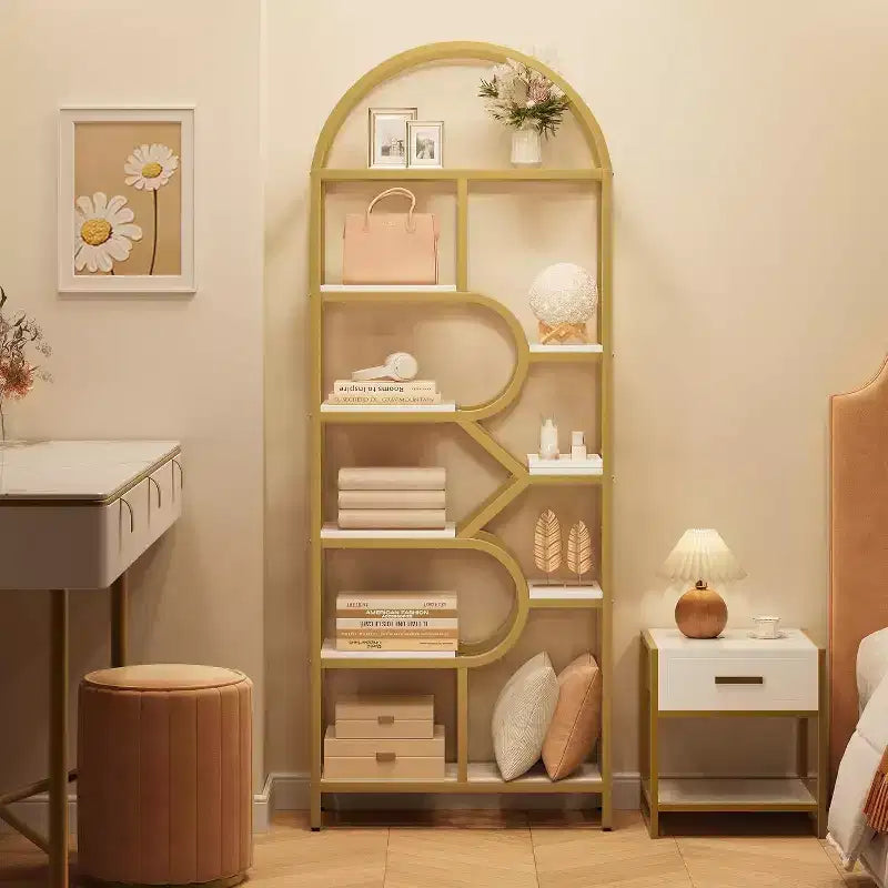 6-Tier Arched Bookcase - Geometric Bookshelf for Home & Office