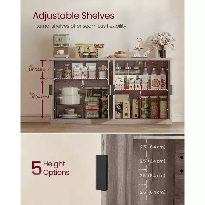 Fluted Buffet Cabinet Sideboard with Adjustable Shelves