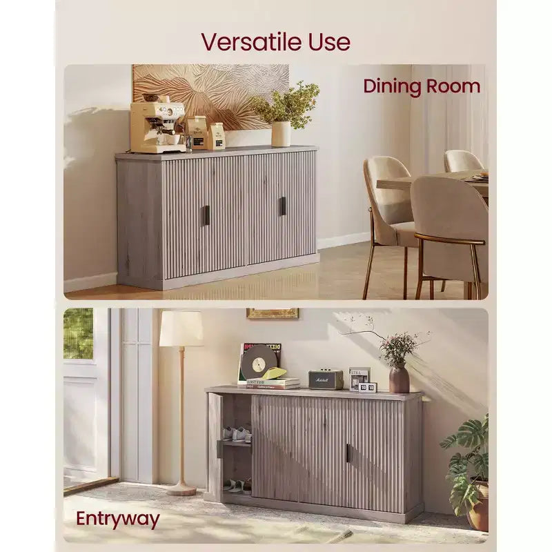 Fluted Buffet Cabinet Sideboard with Adjustable Shelves