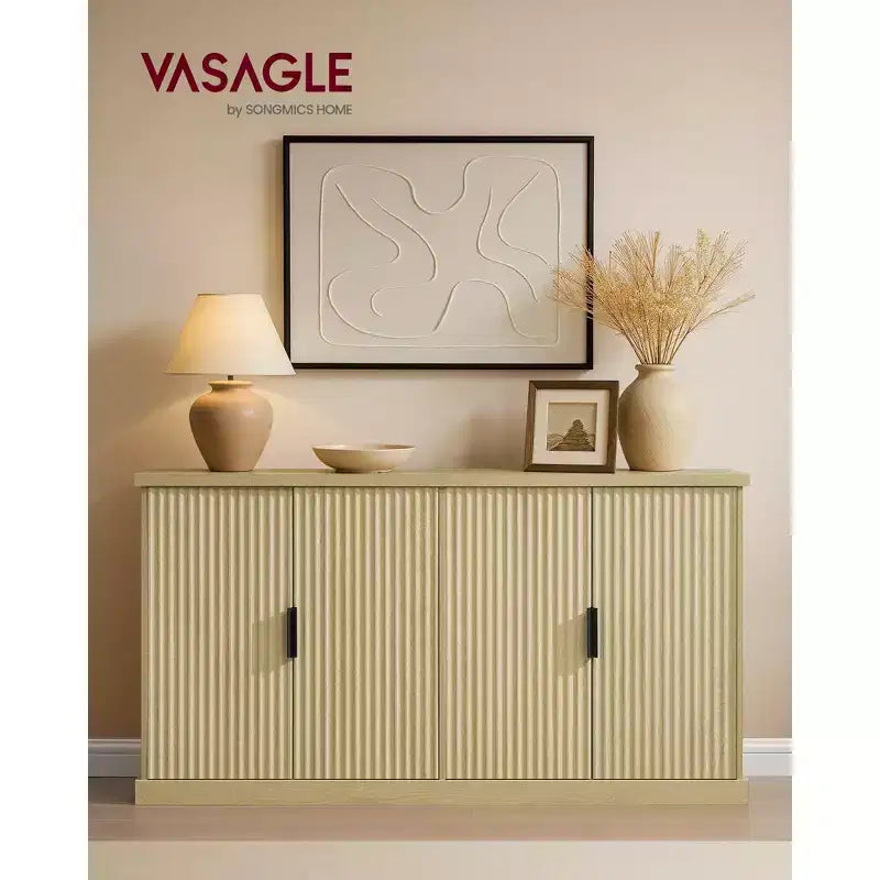 Fluted Buffet Cabinet Sideboard with Adjustable Shelves