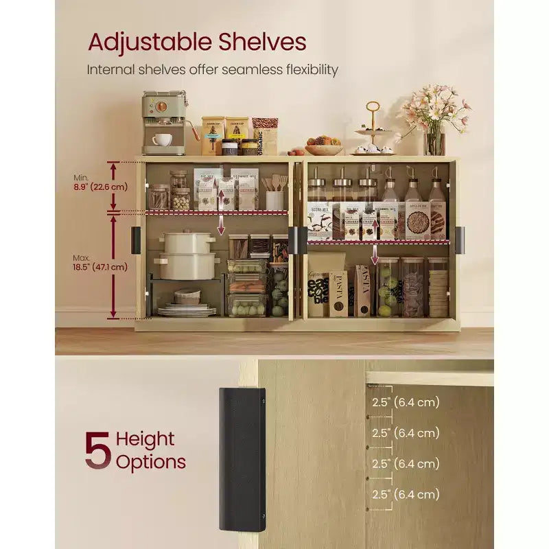 Fluted Buffet Cabinet Sideboard with Adjustable Shelves