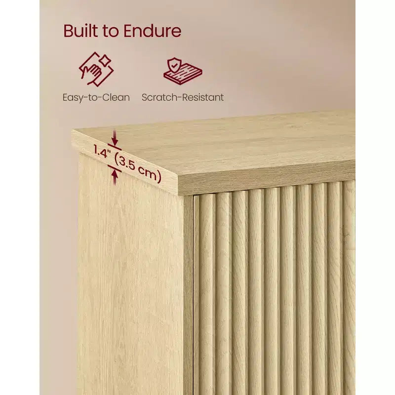 Fluted Buffet Cabinet Sideboard with Adjustable Shelves