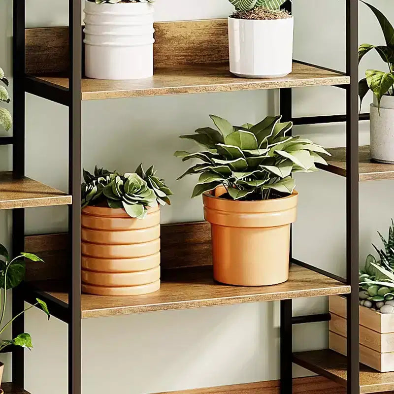 5 Tier Bookshelf, Industrial Wide Bookcase with Open Display Shelves, Rustic Tall Bookshelf for Bedroom Office