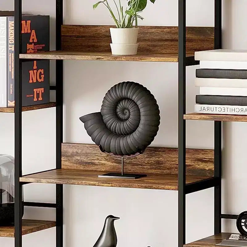 5 Tier Bookshelf, Industrial Wide Bookcase with Open Display Shelves, Rustic Tall Bookshelf for Bedroom Office