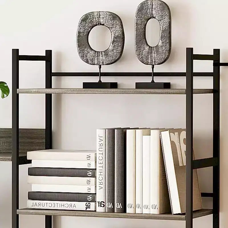5 Tier Bookshelf, Industrial Wide Bookcase with Open Display Shelves, Rustic Tall Bookshelf for Bedroom Office
