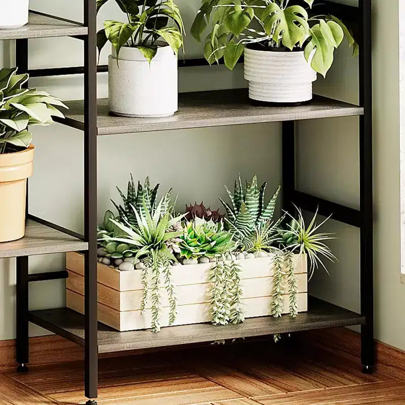 5 Tier Bookshelf, Industrial Wide Bookcase with Open Display Shelves, Rustic Tall Bookshelf for Bedroom Office