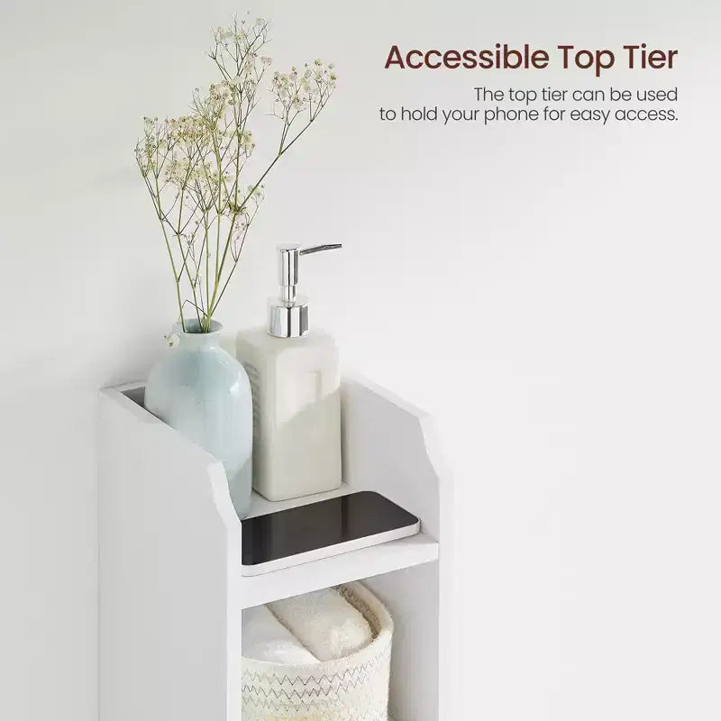 Narrow Bathroom Storage Cabinet with Adjustable Shelves & Door