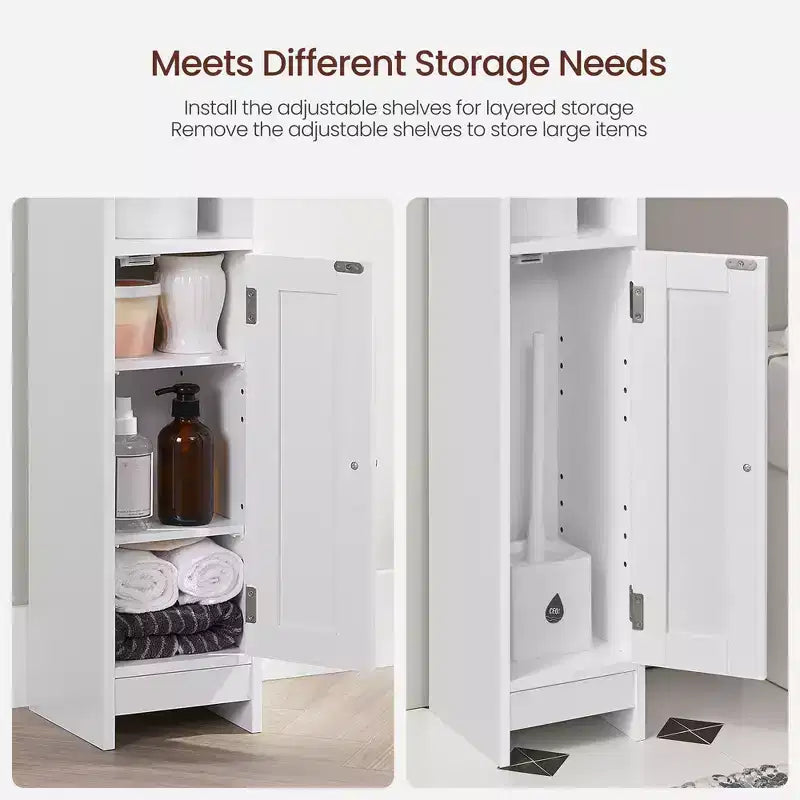 Narrow Bathroom Storage Cabinet with Adjustable Shelves & Door