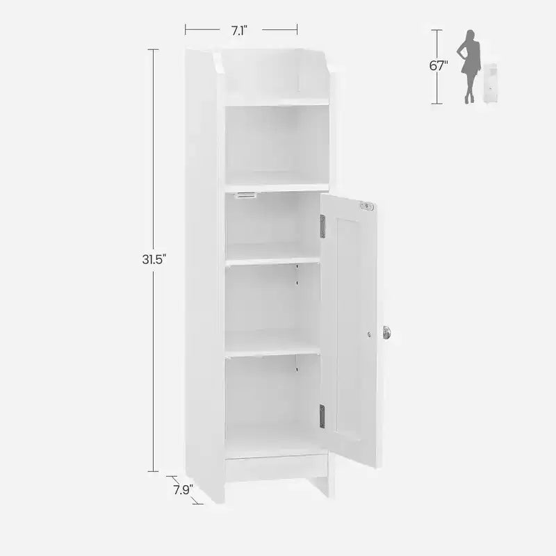Narrow Bathroom Storage Cabinet with Adjustable Shelves & Door