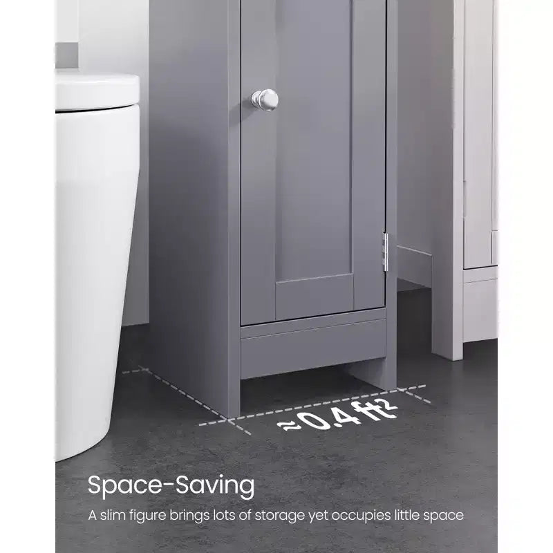 Narrow Bathroom Storage Cabinet with Adjustable Shelves & Door