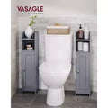 Space-Saving Narrow Bathroom Storage Cabinet with Adjustable Shelves & Door, Floor Organizer for Toilet Paper & Toiletries, Anti-Tip Design