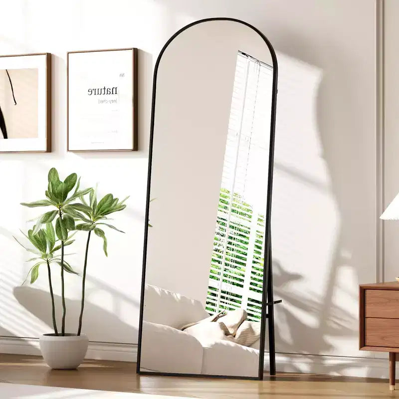 65" x 22" Arched Full-Length Mirror – Floor, Wall & Freestanding Full Body Mirror