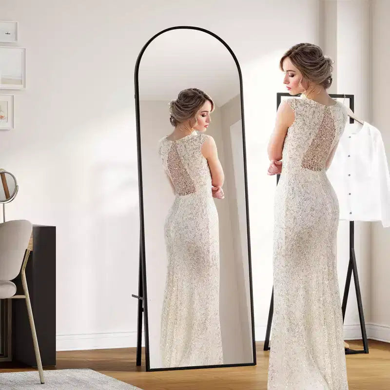 65" x 22" Arched Full-Length Mirror – Floor, Wall & Freestanding Full Body Mirror
