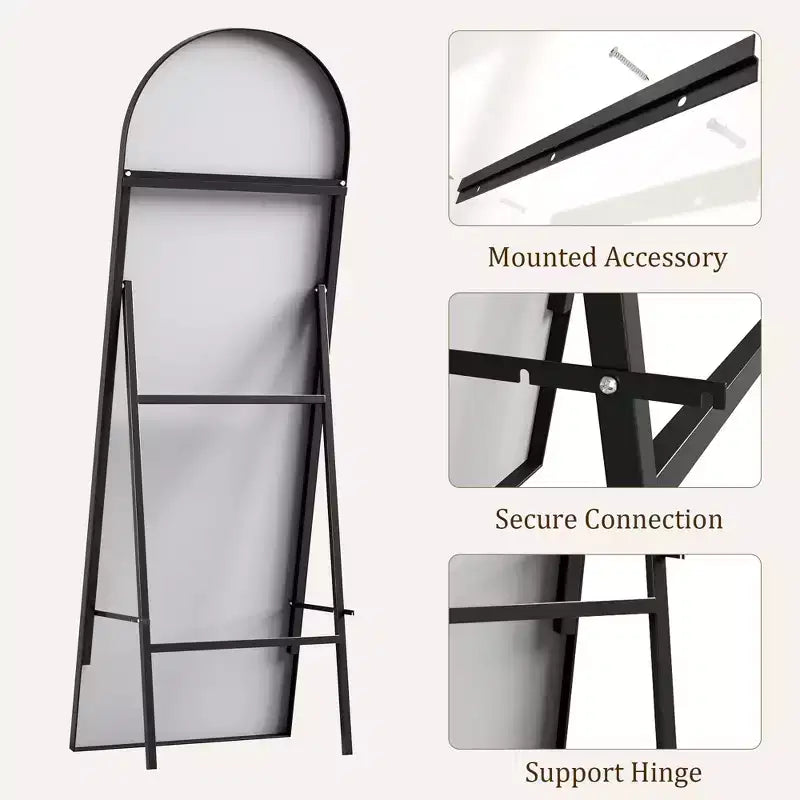 65" x 22" Arched Full-Length Mirror – Floor, Wall & Freestanding Full Body Mirror