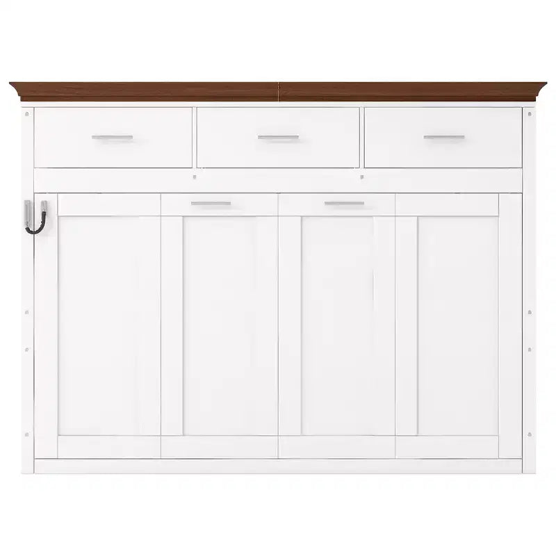 Twin Size Murphy Bed Wall Bed with 3 Drawers, Foldable Cabinet Bed, White