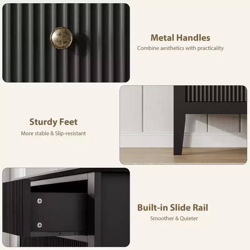 Fluted 3 Drawer Dresser, 31.5 Inch Wide Storage Chest for Bedroom, Modern Wood Chest of Drawers with 3 Deep Drawers