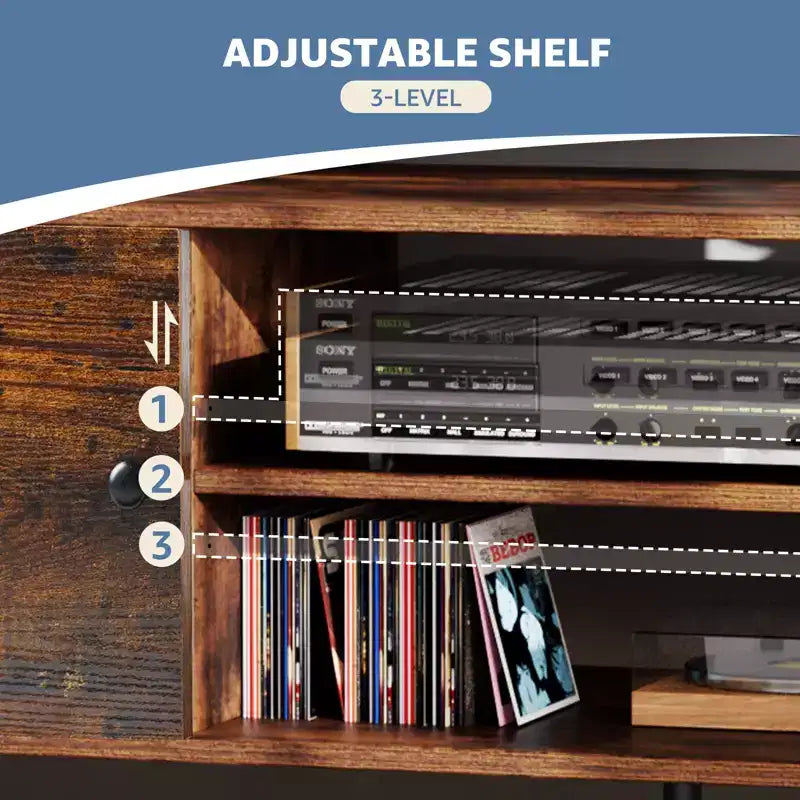 TV Stand for 55/60 inch TV, Entertainment Center with Open Storage Shelves