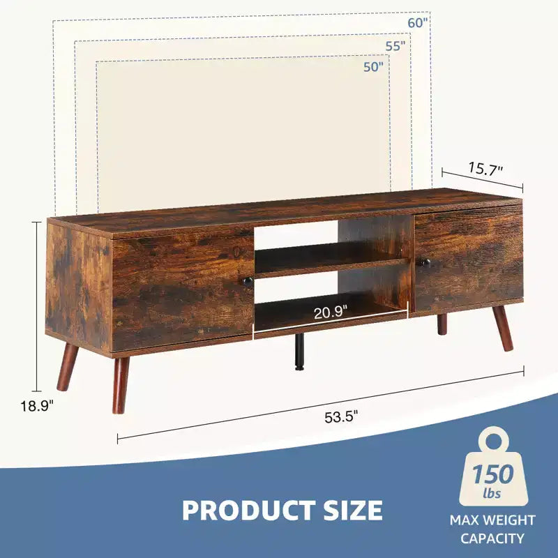 TV Stand for 55/60 inch TV, Entertainment Center with Open Storage Shelves