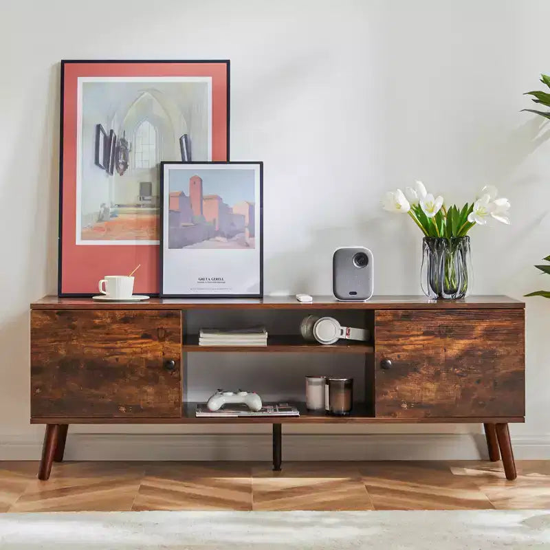TV Stand for 55/60 inch TV, Entertainment Center with Open Storage Shelves