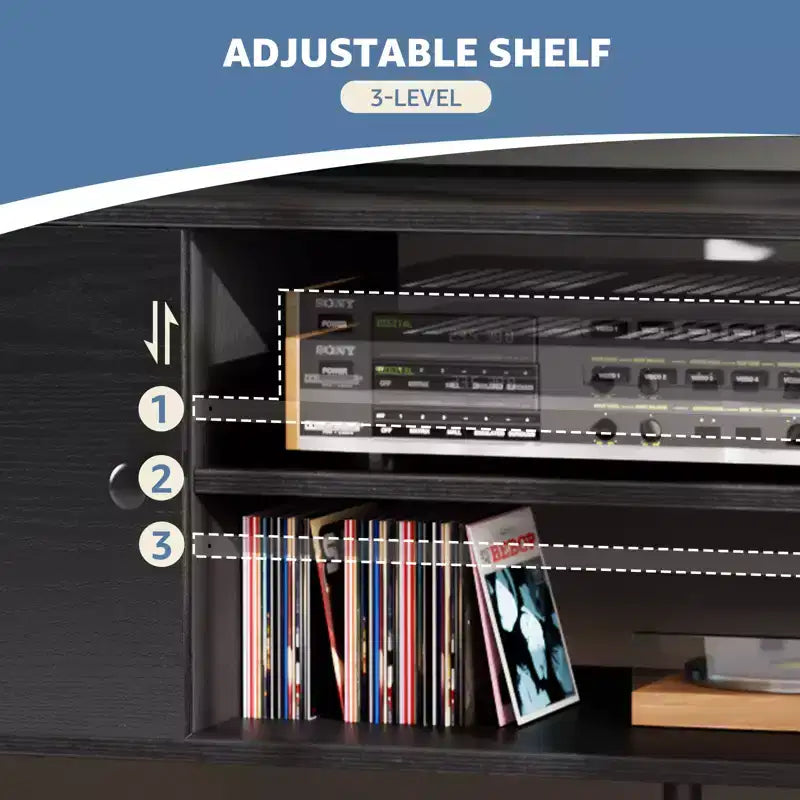 TV Stand for 55/60 inch TV, Entertainment Center with Open Storage Shelves