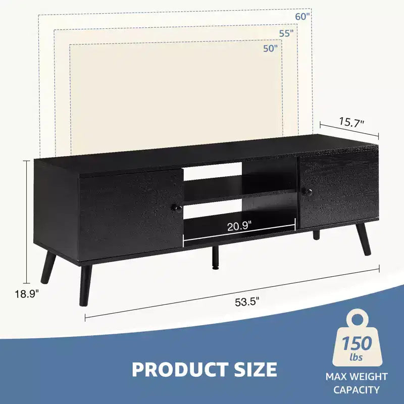 TV Stand for 55/60 inch TV, Entertainment Center with Open Storage Shelves