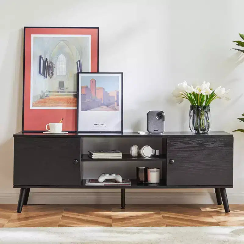 TV Stand for 55/60 inch TV, Entertainment Center with Open Storage Shelves