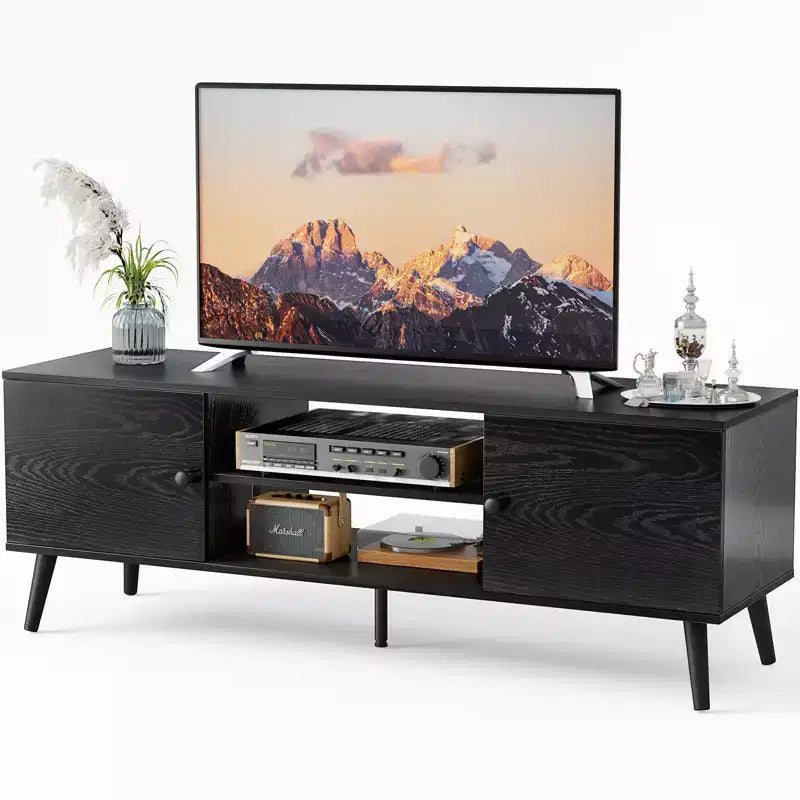 Bestier TV Stands for 55/60 inch TV, Entertainment Center with Open Storage Shelves, Modern TV Consoles Cabinet for Living Room, Bedroom