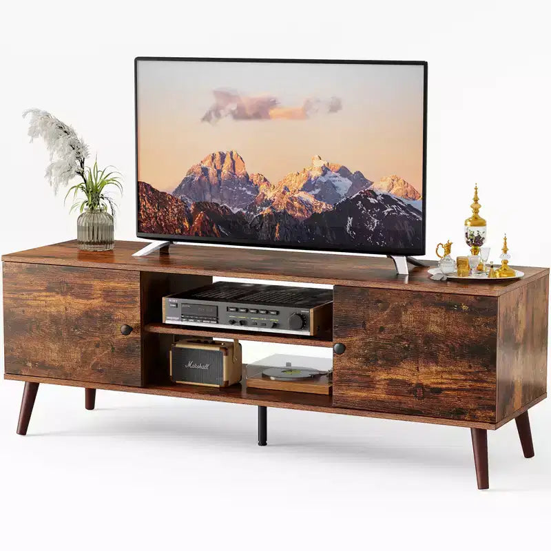 TV Stand for 55/60 inch TV, Entertainment Center with Open Storage Shelves