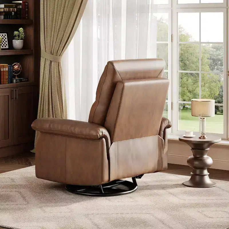 360 Swivel Recliner Chair with PU Leather, Rocking Glider & Adjustable Recline for Living Room & Nursery