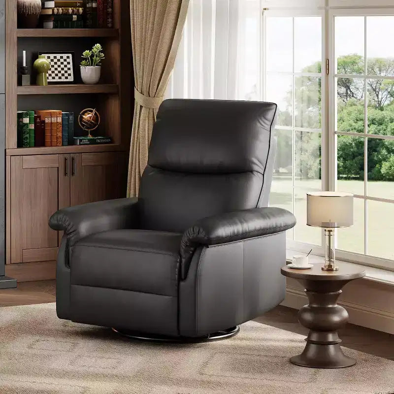 360 Swivel Recliner Chair with PU Leather, Rocking Glider & Adjustable Recline for Living Room & Nursery