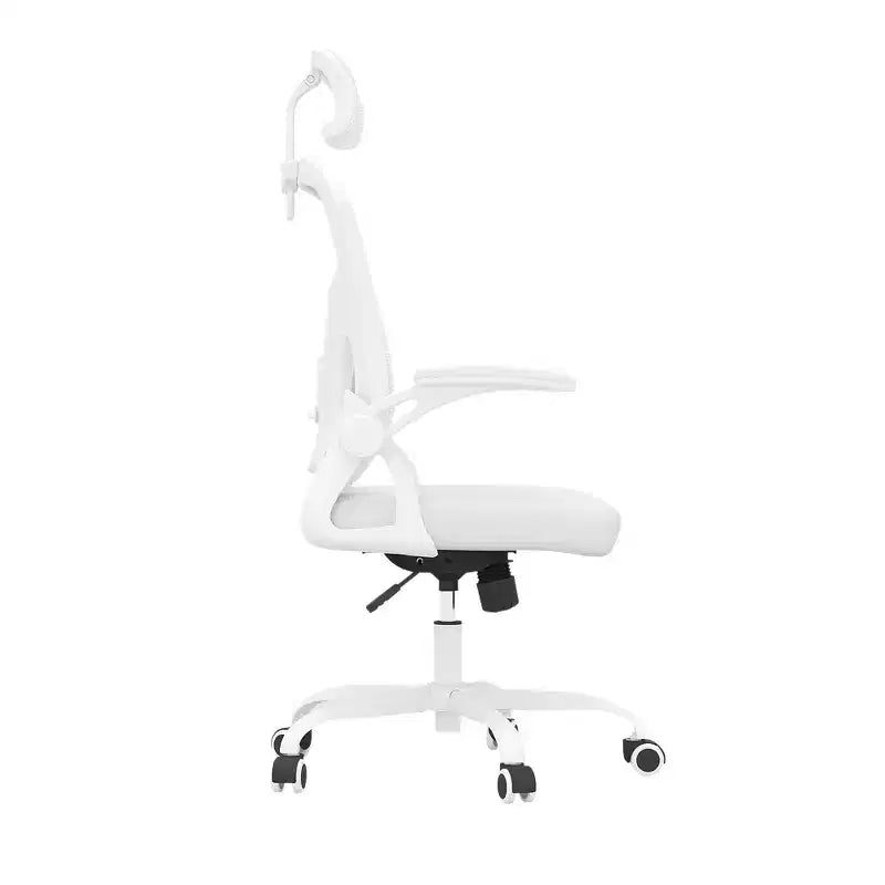 Ergonomic Home Office Chair with Headrest, Flip-Up Armrests & Adjustable Lumbar Support (White)