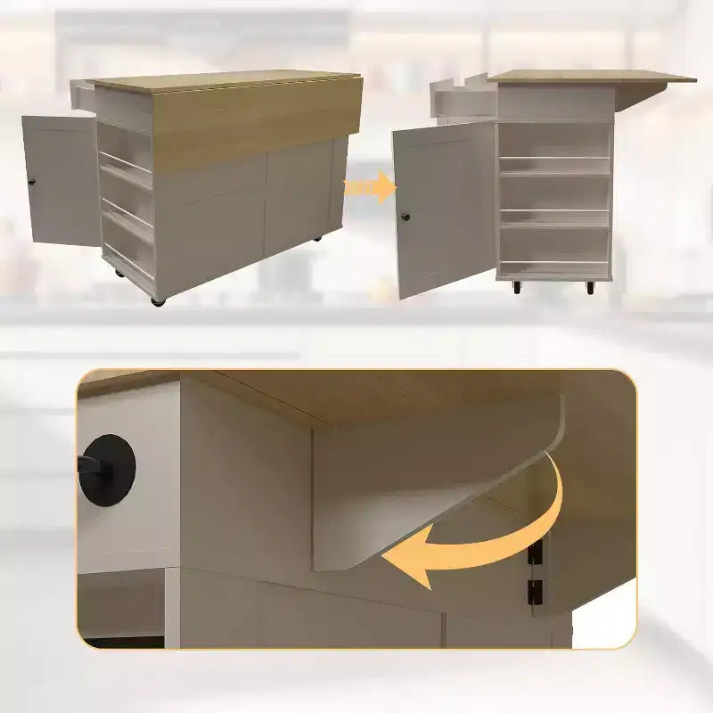 Kitchen Island Cart with Drawers & Power Outlet