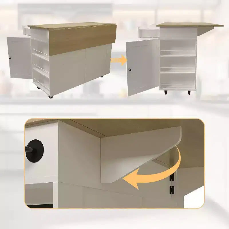 Kitchen Island Cart with Drawers & Power Outlet
