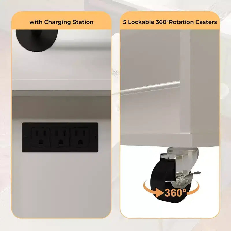 Kitchen Island Cart with Drawers & Power Outlet