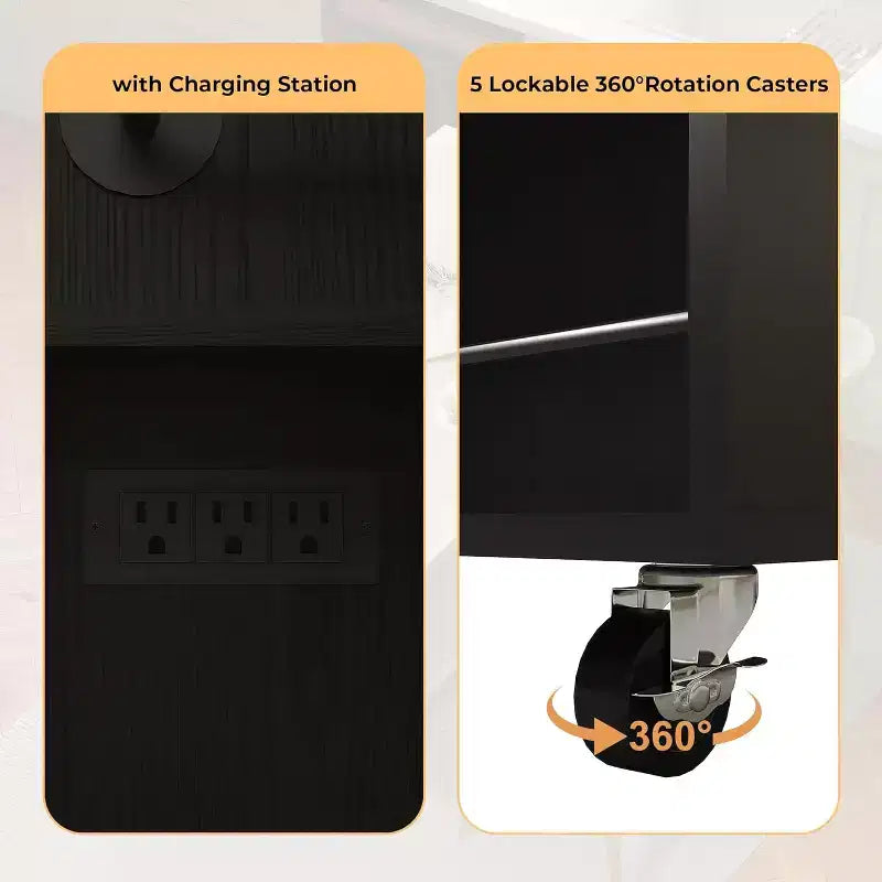 Kitchen Island Cart with Drawers & Power Outlet