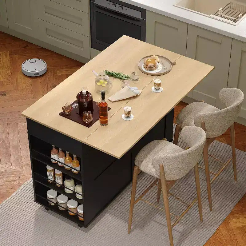Kitchen Island Cart with Drawers & Power Outlet