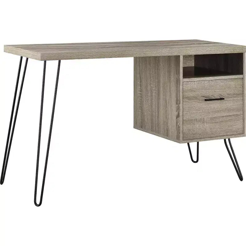 Modern 45" Computer Desk with Drawer and Metal Legs