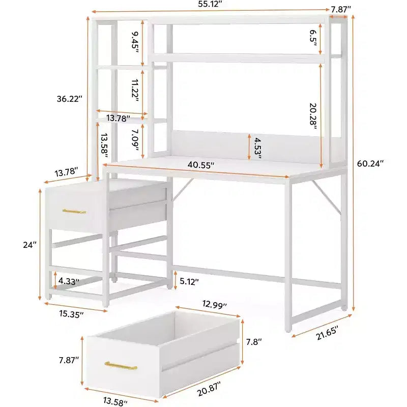 Modern Corner Computer Desk with Open Shelves