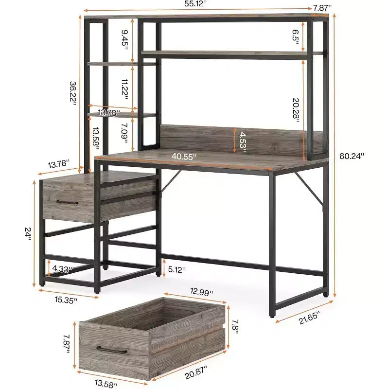 Modern Corner Computer Desk with Open Shelves