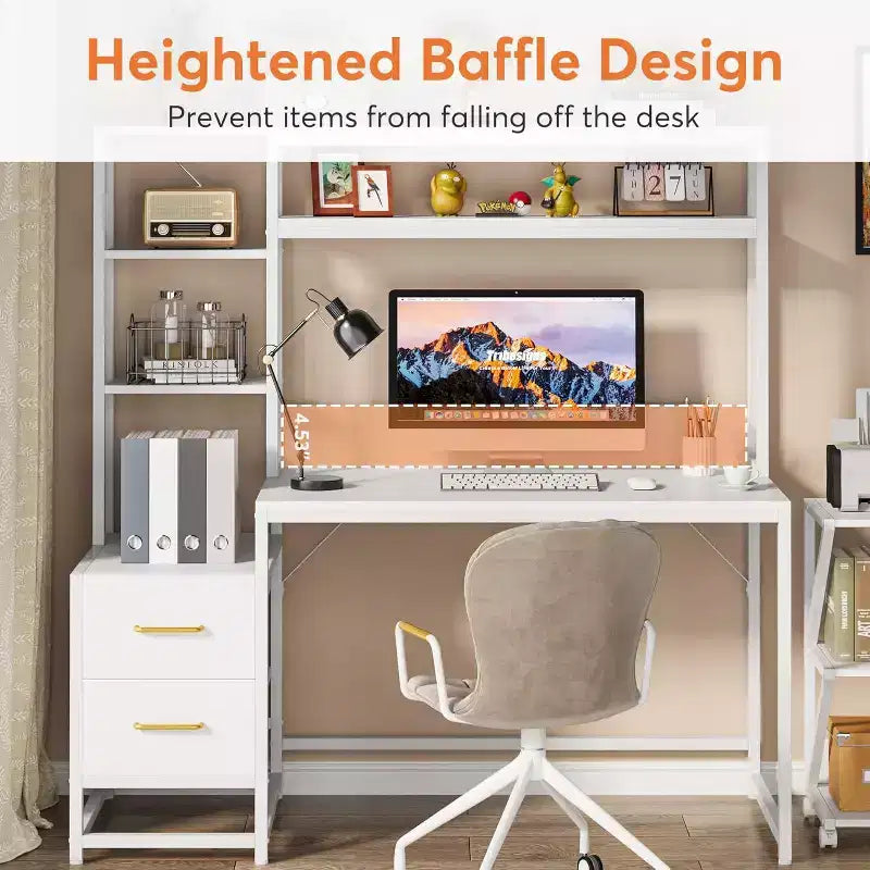 Modern Corner Computer Desk with Open Shelves