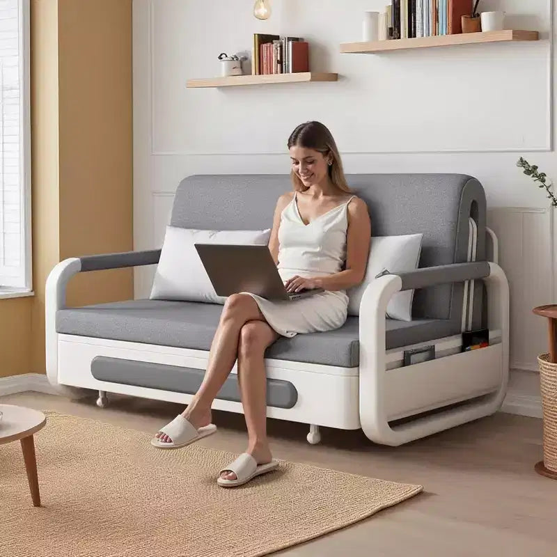 Gaoyangjiaju 3-in-1 Multifunctional Sofa Bed with Wooden Storage Cabinet