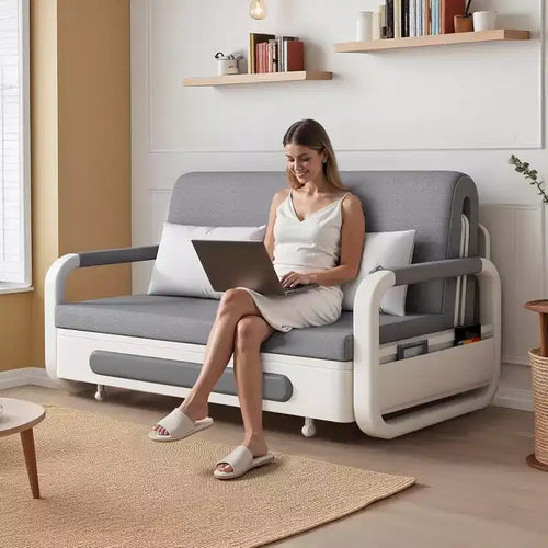 Gaoyangjiaju 3-in-1 Multifunctional Sofa Bed with Wooden Storage Cabinet
