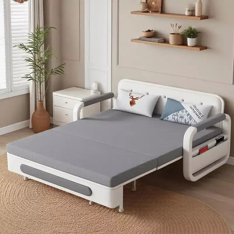 3-in-1 Multifunctional Sofa Bed with Wooden Storage Cabinet