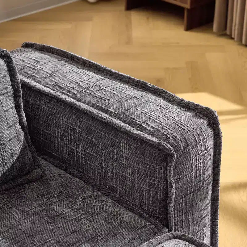 110 in. W Square Arm Chenille 3-Seat L-Shaped Boneless Sofa with Ottoman