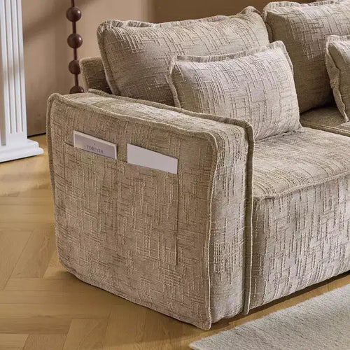 110 in. W Square Arm Chenille 3-Seat L-Shaped Boneless Sofa with Ottoman