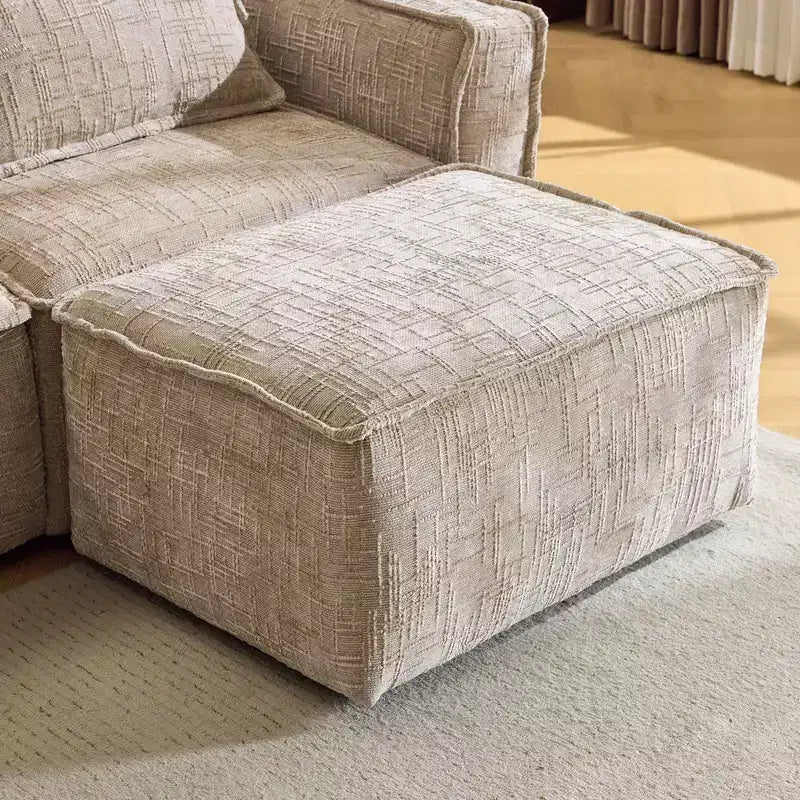 110 in. W Square Arm Chenille 3-Seat L-Shaped Boneless Sofa with Ottoman
