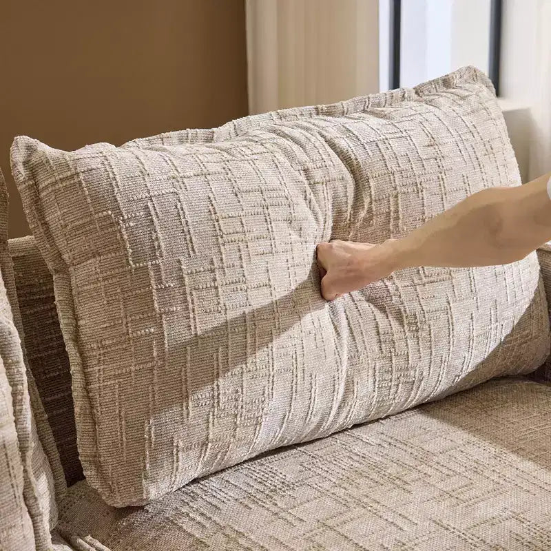 110 in. W Square Arm Chenille 3-Seat L-Shaped Boneless Sofa with Ottoman