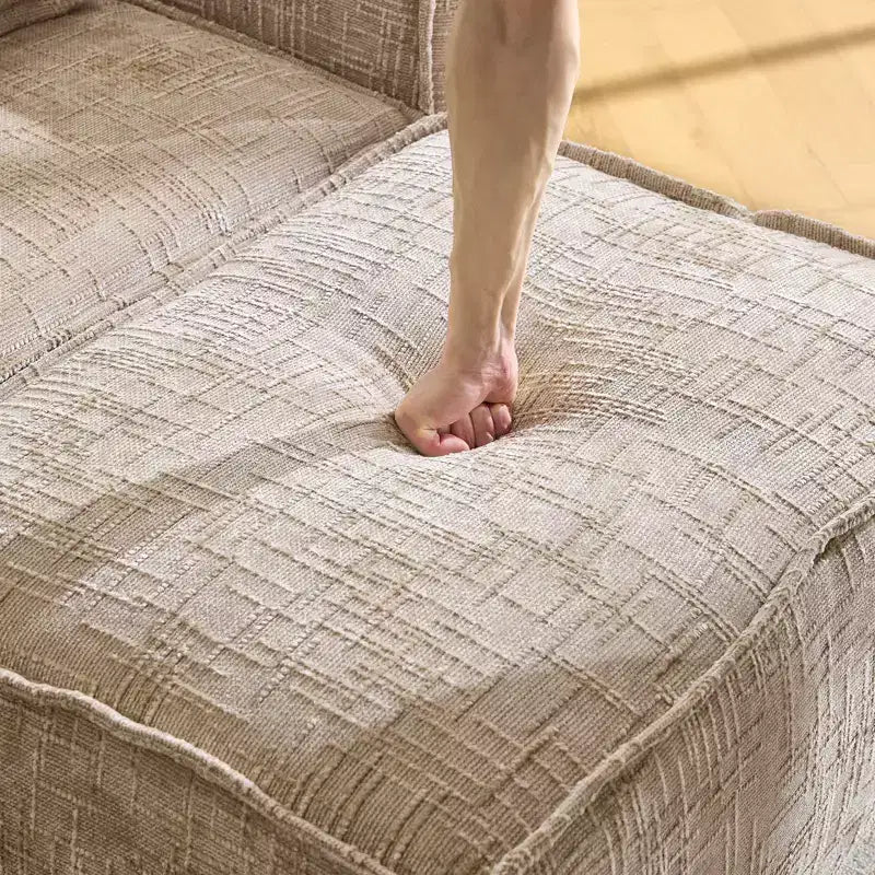 110 in. W Square Arm Chenille 3-Seat L-Shaped Boneless Sofa with Ottoman