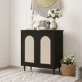 30.51 Sideboard Buffet Cabinet with Rattan, Solid Wood Feet, Kitchen and Living Room Storage with Ample Space