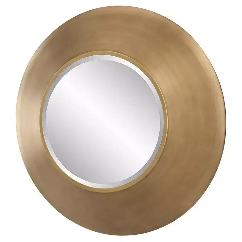 Antique Gold 29.5" Round Decorative Wall Mirror with Beveled Glass